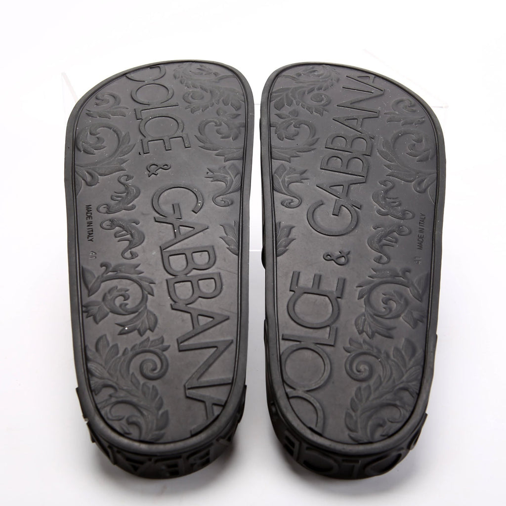 DG Logo Rubber Beachwear Slides Size 41 Black