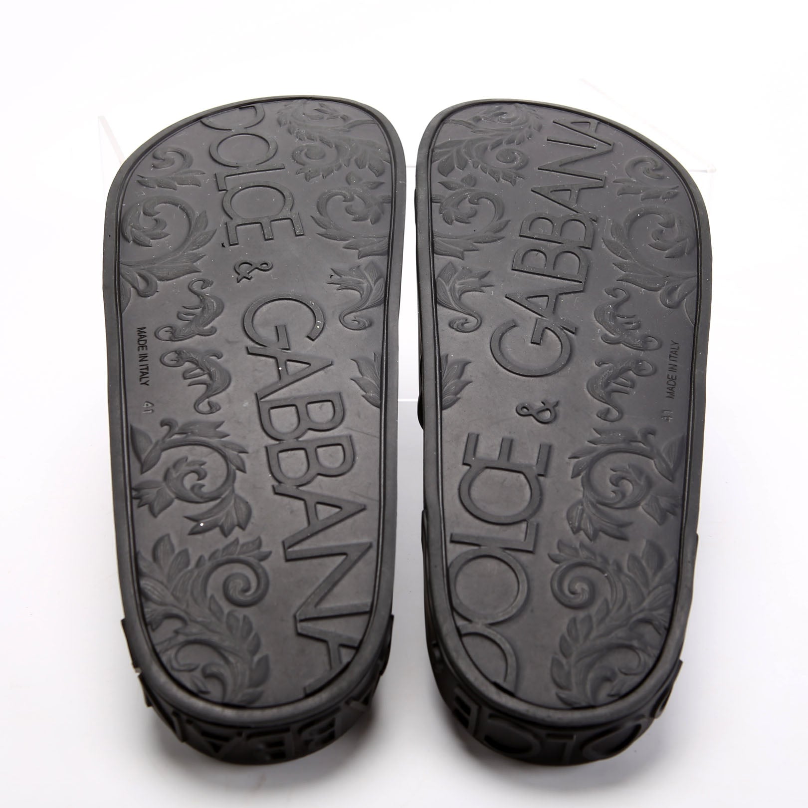 DG Logo Rubber Beachwear Slides Size 41 Black