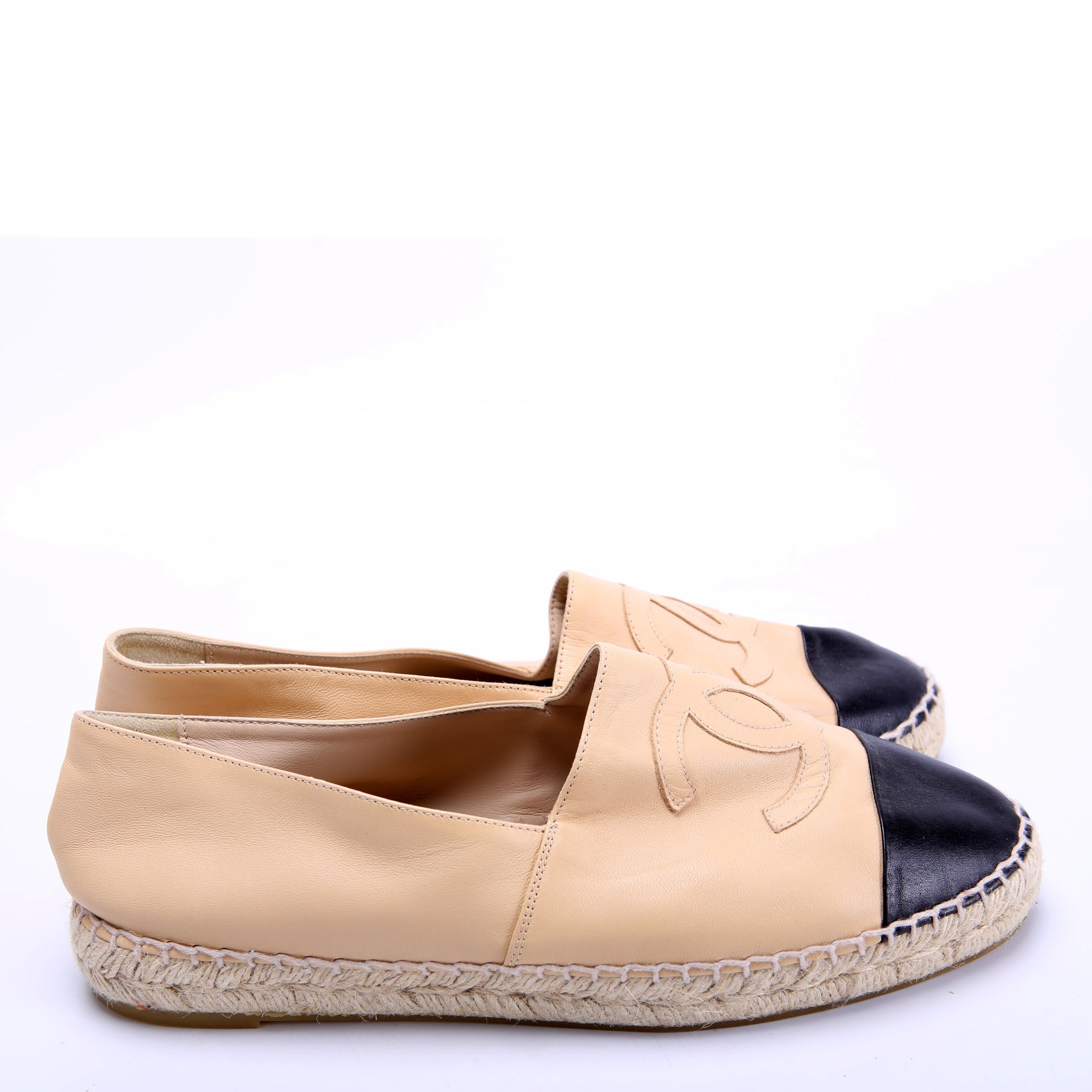 CC Logo Espadrilles Size 40 Tan/Black