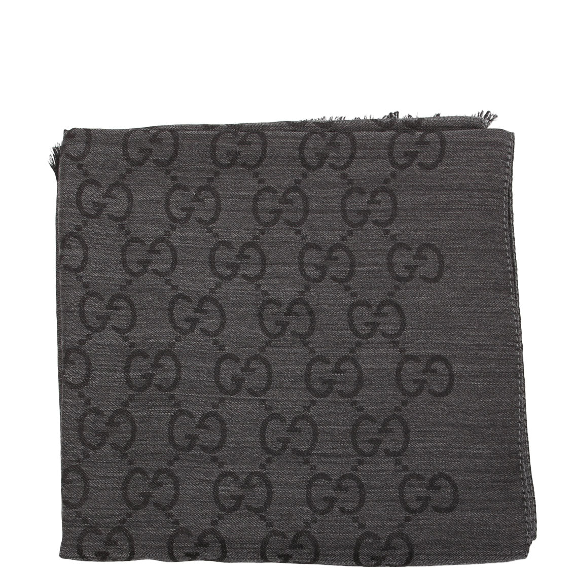 Gucci 165904 GG Jacquard Knit Scarf Grey