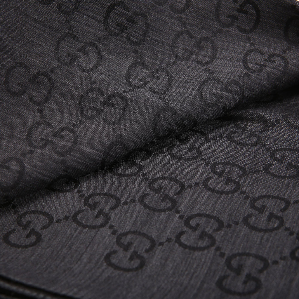 Gucci 165904 GG Jacquard Knit Scarf Grey