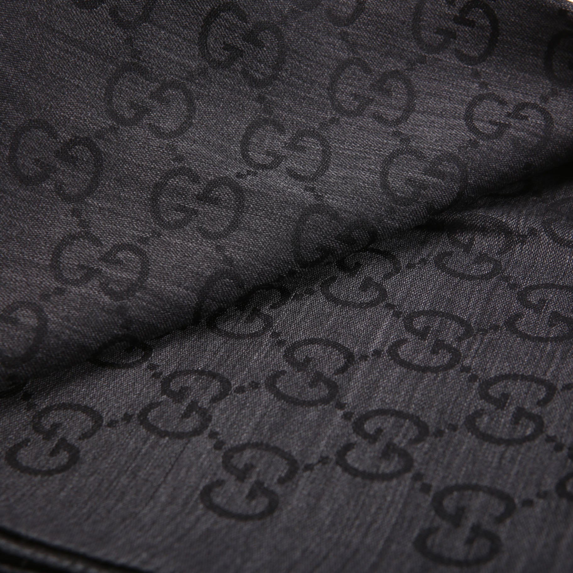 Gucci 165904 GG Jacquard Knit Scarf Grey