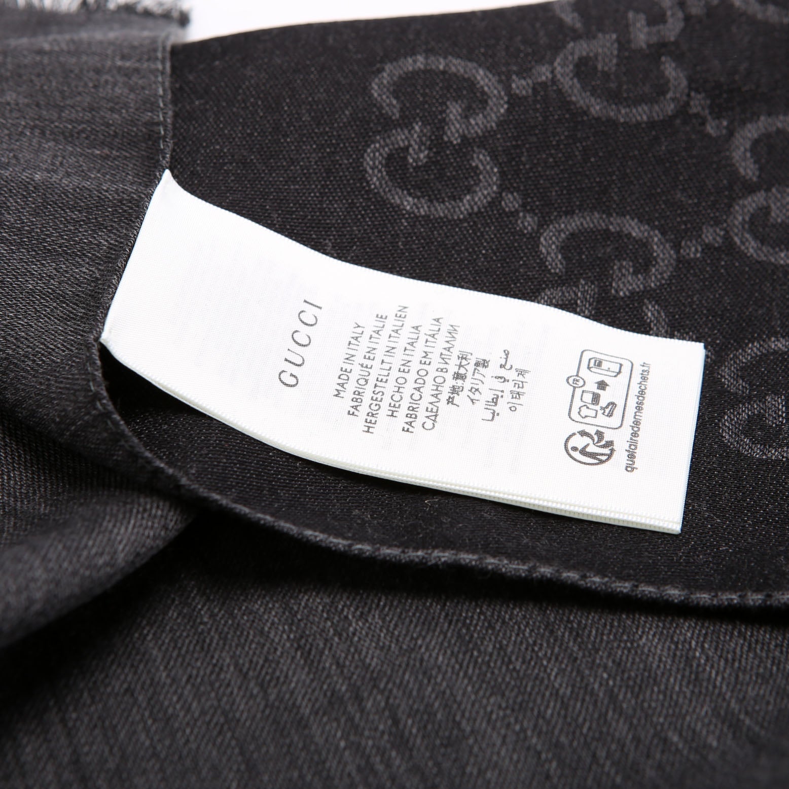 Gucci 165904 GG Jacquard Knit Scarf Grey