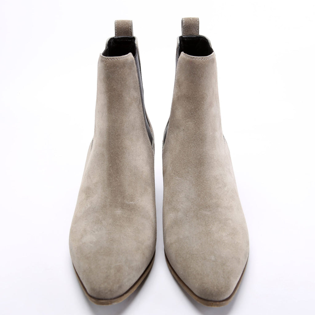 SAINT LAURENT Suede Chelsea Ankle Boots Size 37.5 Taupe