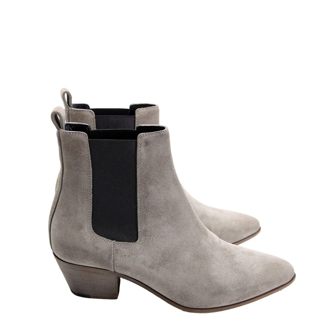 SAINT LAURENT Suede Chelsea Ankle Boots Size 37.5 Taupe