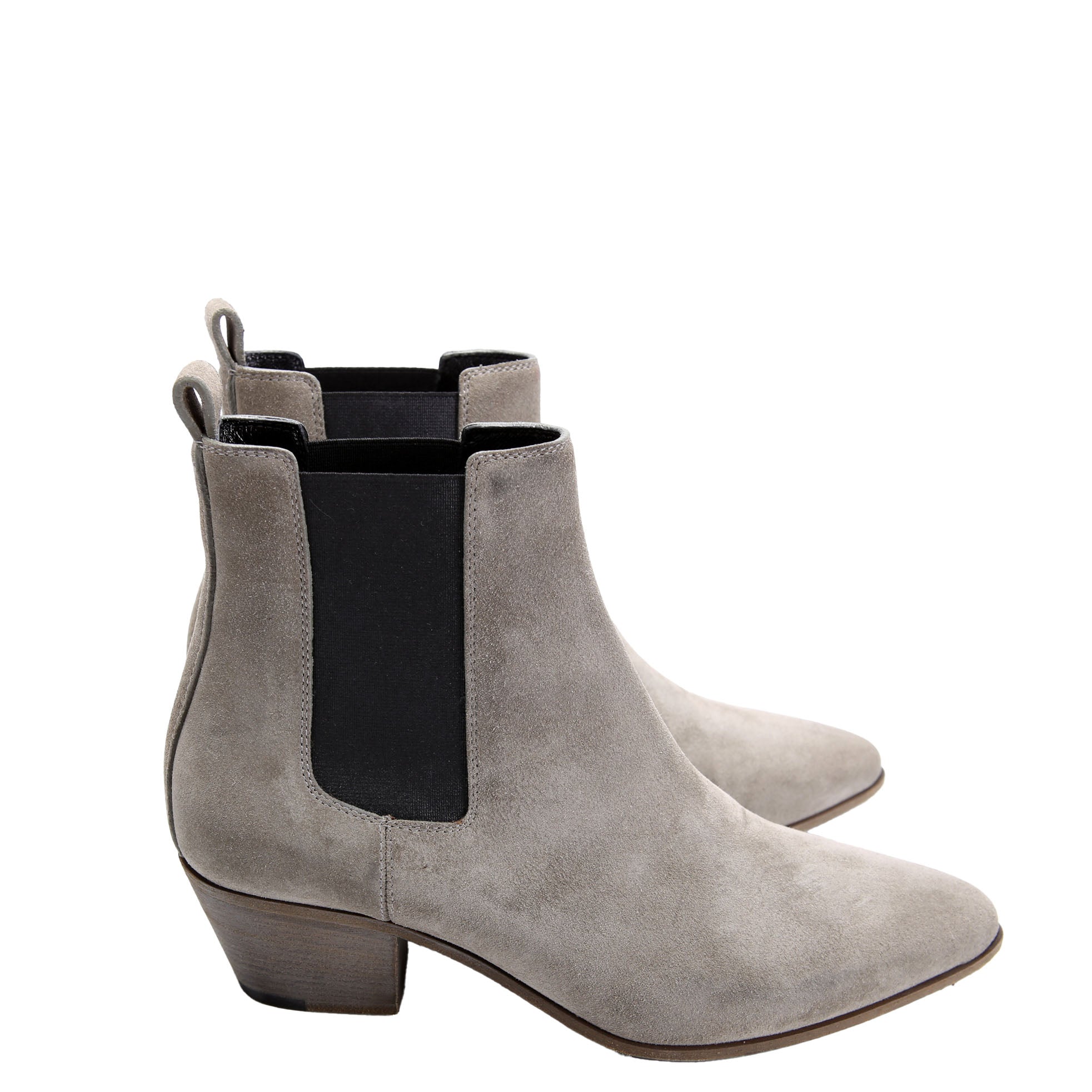 SAINT LAURENT Suede Chelsea Ankle Boots Size 37.5 Taupe