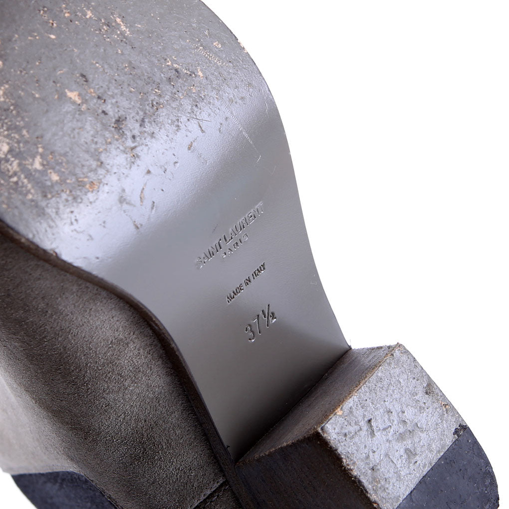SAINT LAURENT Suede Chelsea Ankle Boots Size 37.5 Taupe