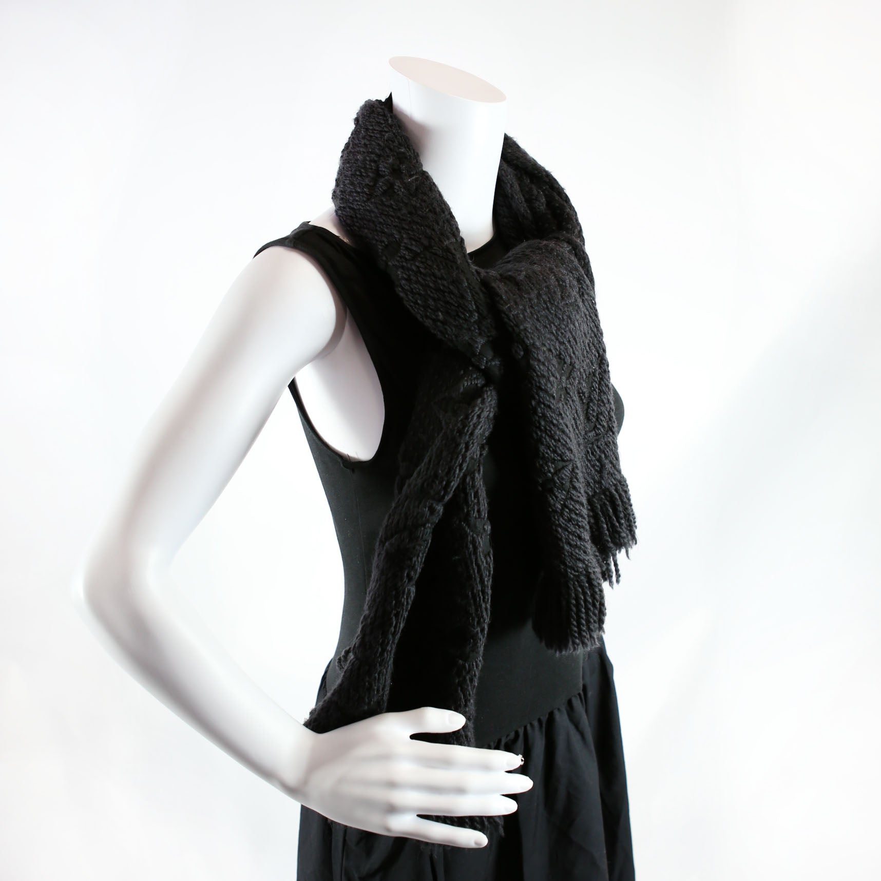 Logomania Wool/Silk Scarf Black