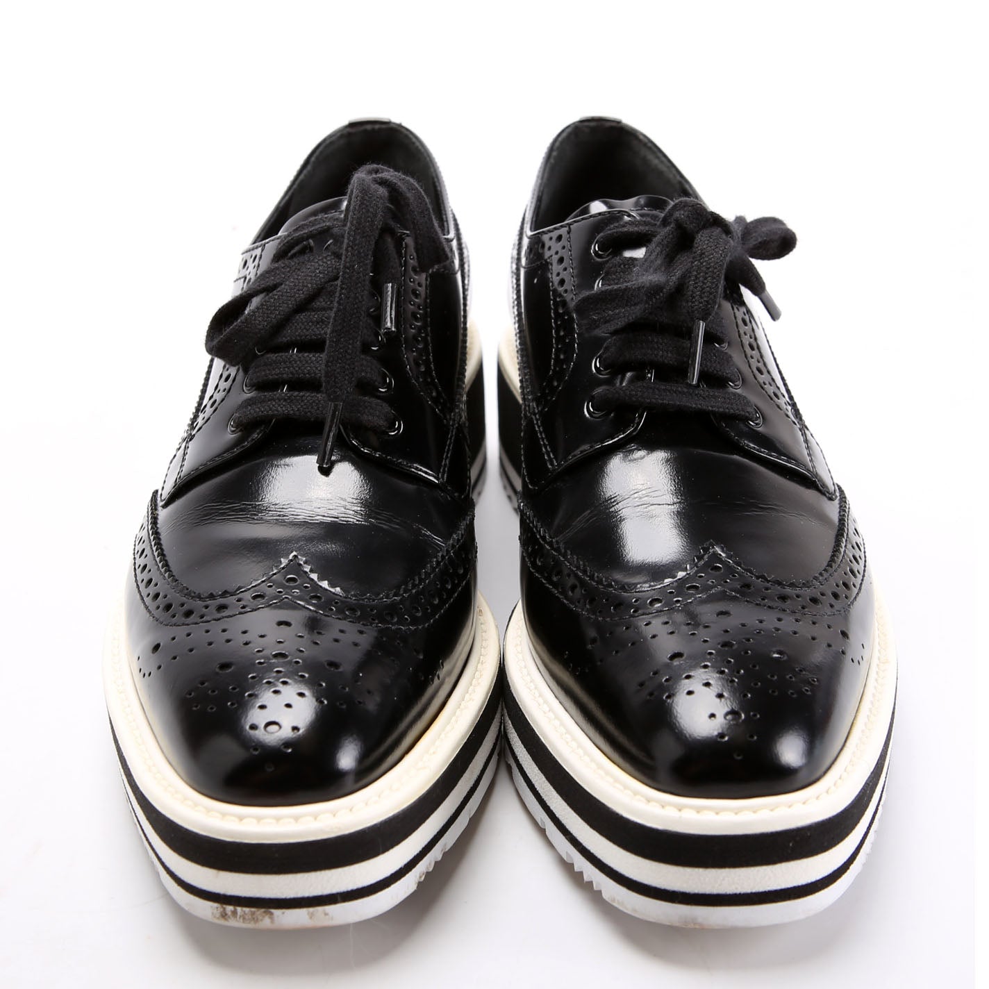 Derby Lace-Up Platform Oxfords Size 38 Black/White