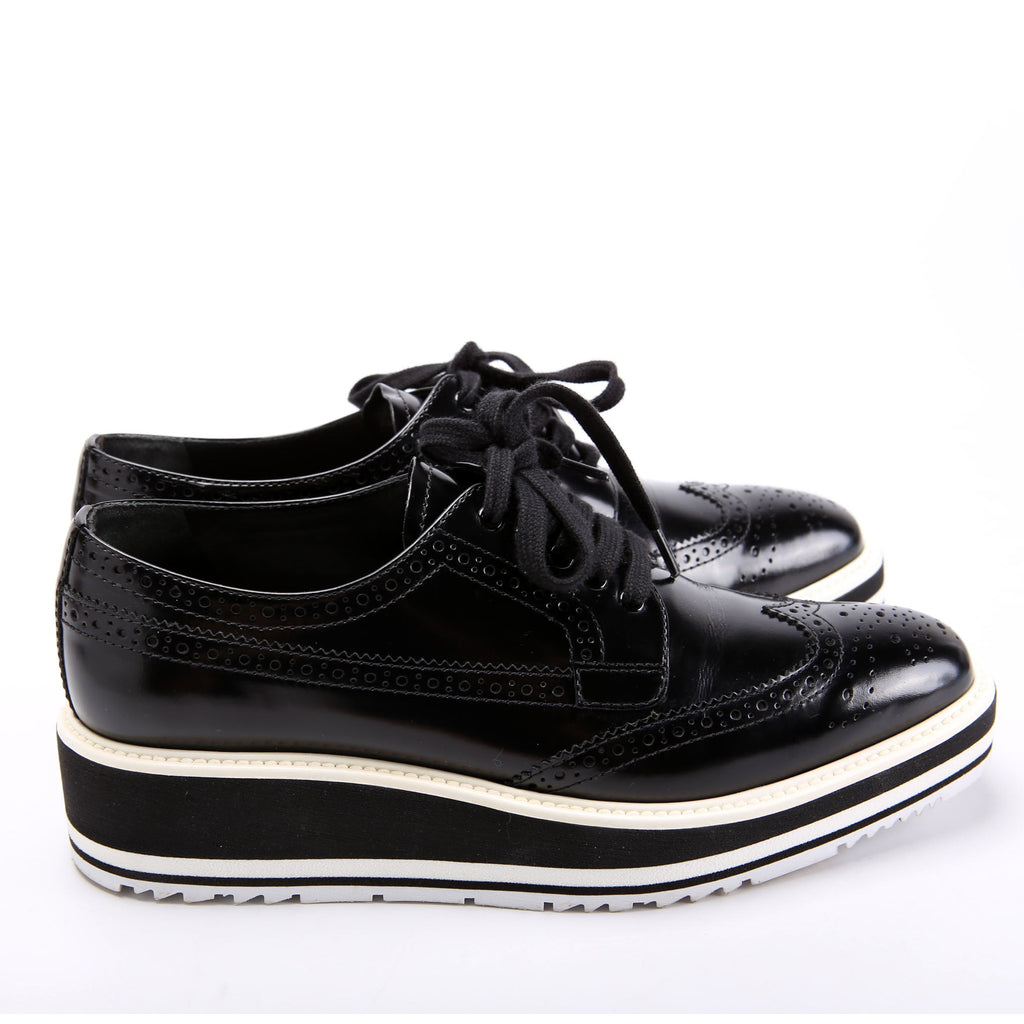 Derby Lace-Up Platform Oxfords Size 38 Black/White