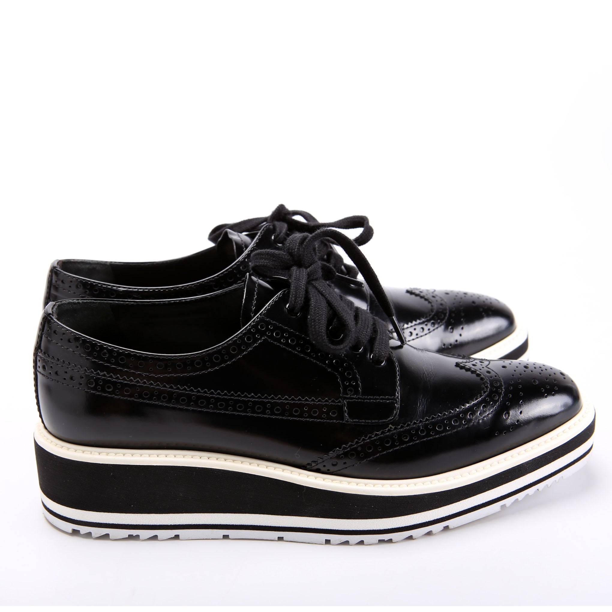 Derby Lace-Up Platform Oxfords Size 38 Black/White