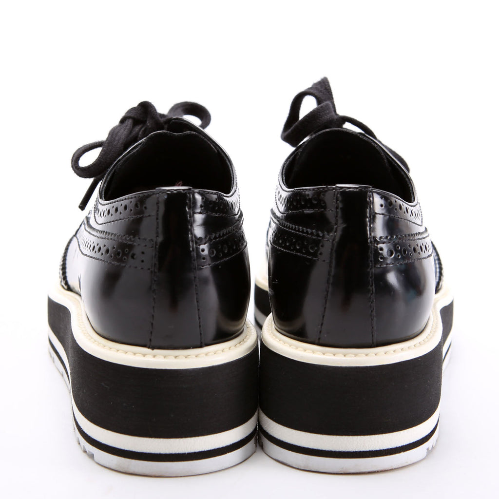 Derby Lace-Up Platform Oxfords Size 38 Black/White