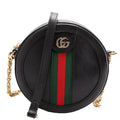 550618 Ophidia Leather Round Small Crossbody Black