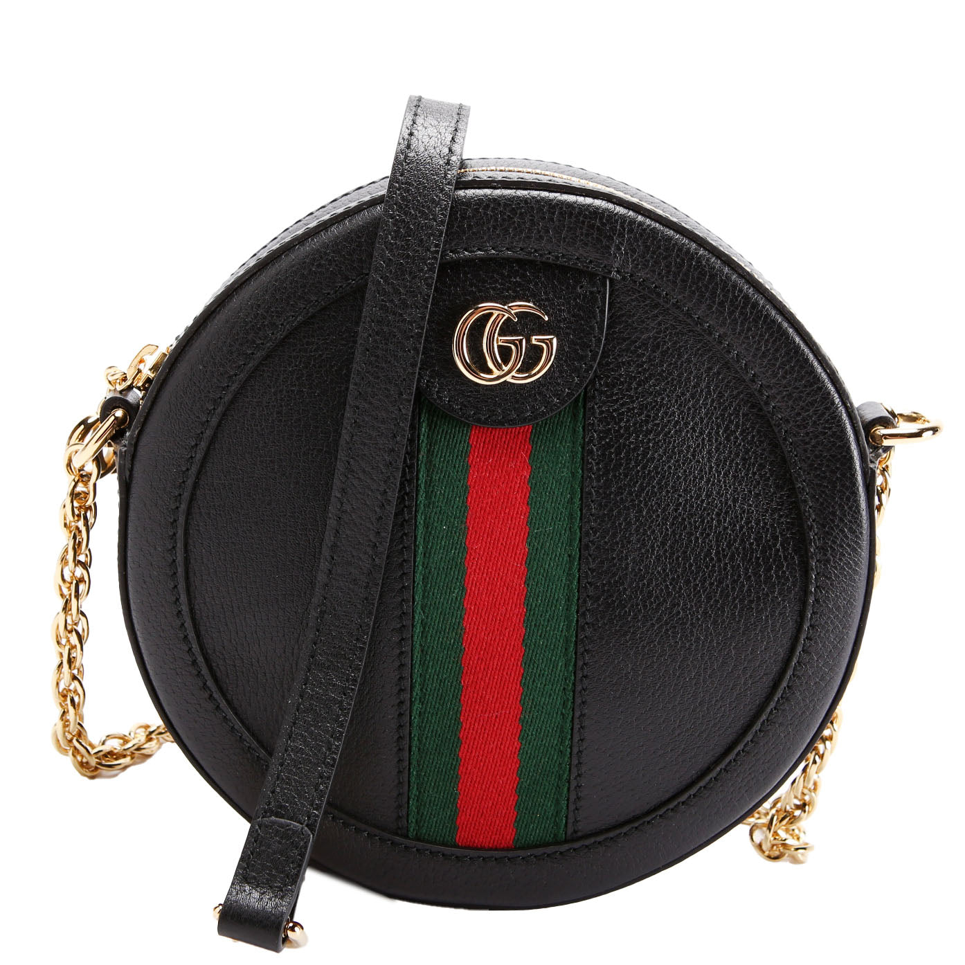 550618 Ophidia Leather Round Small Crossbody Black
