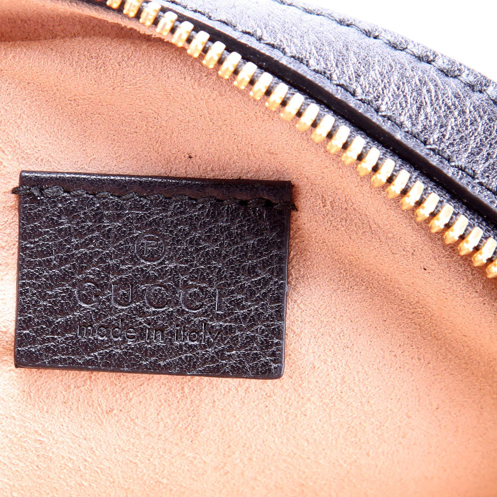 550618 Ophidia Leather Round Small Crossbody Black