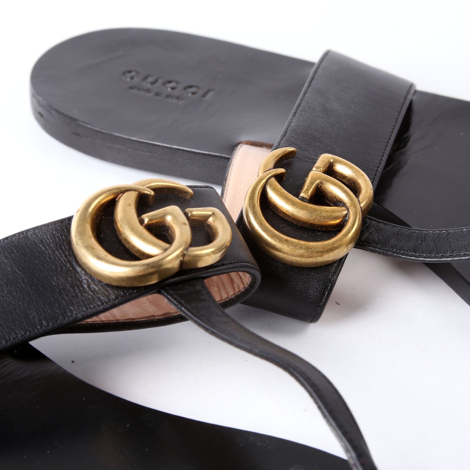 Marmont T Strap Sandals Size 42 Black
