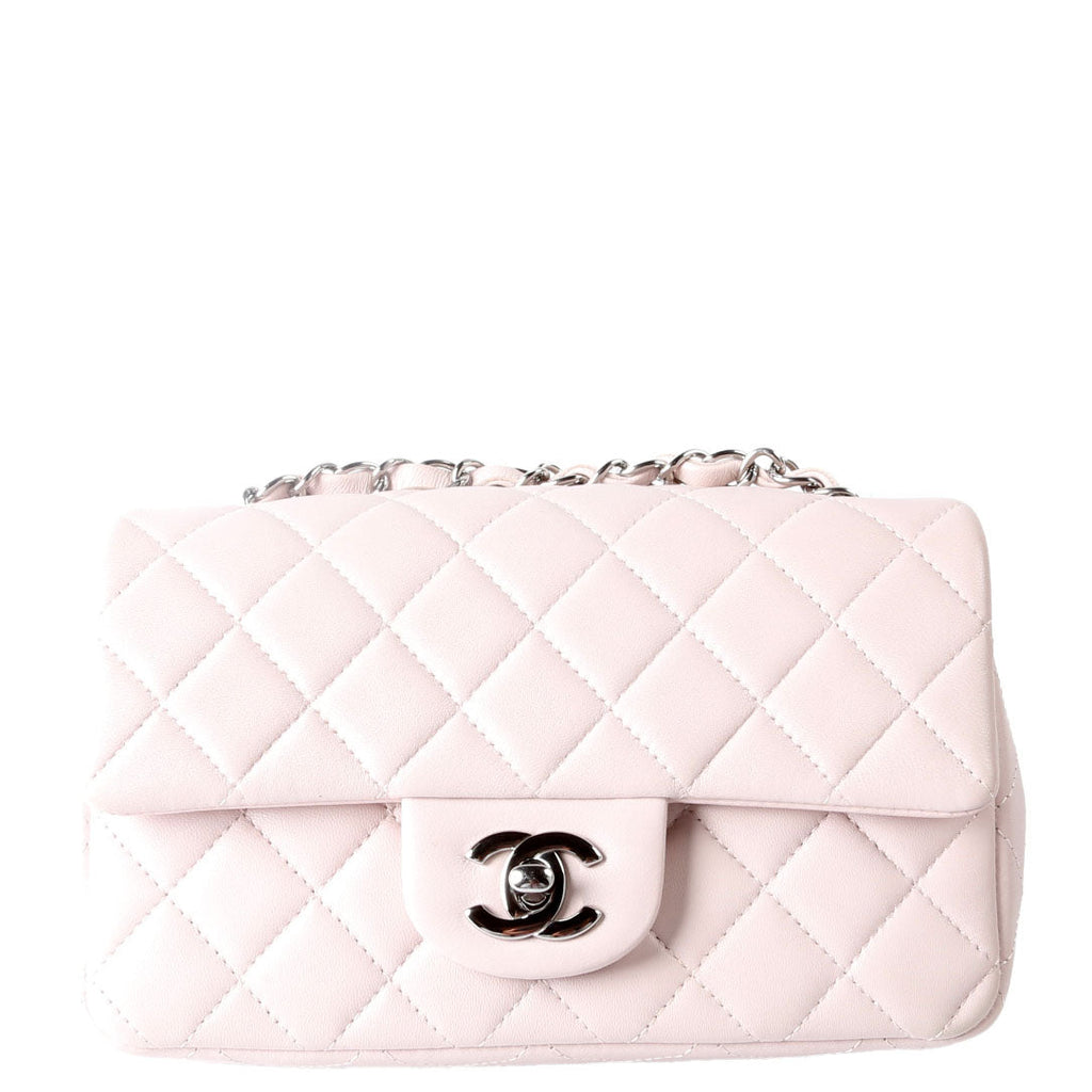 Classic Flap Mini Rectangle Lambskin RFID Pink
