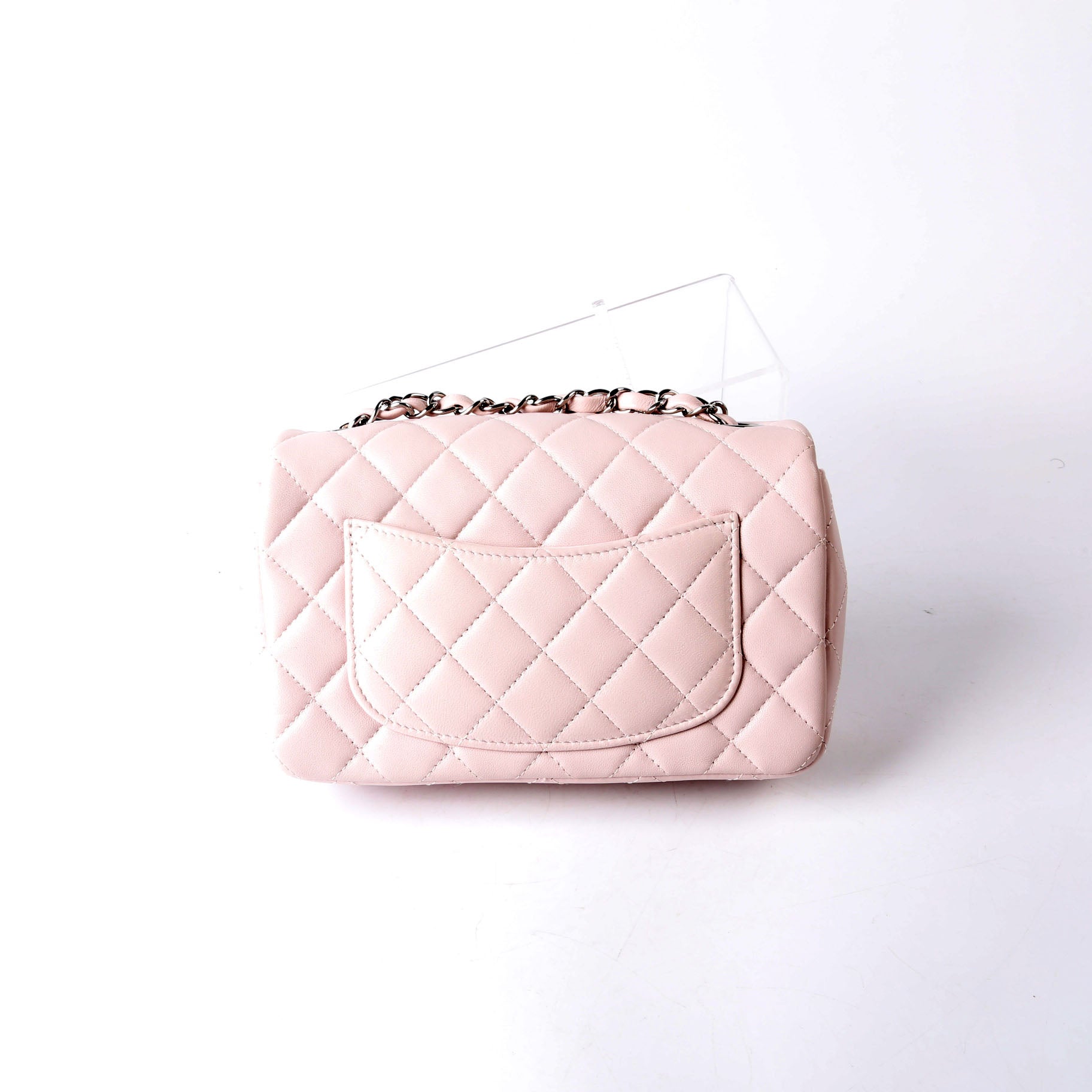 Classic Flap Mini Rectangle Lambskin RFID Pink