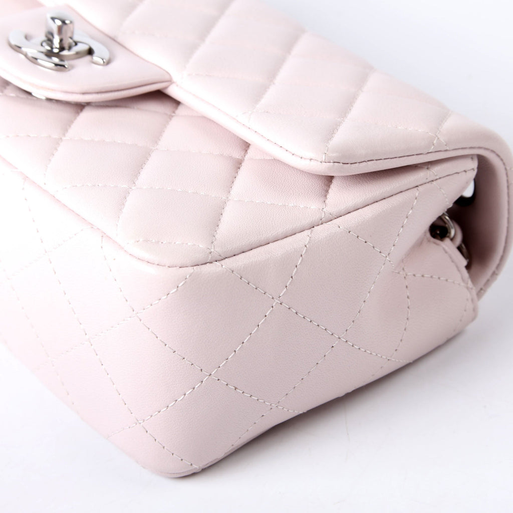 Classic Flap Mini Rectangle Lambskin RFID Pink