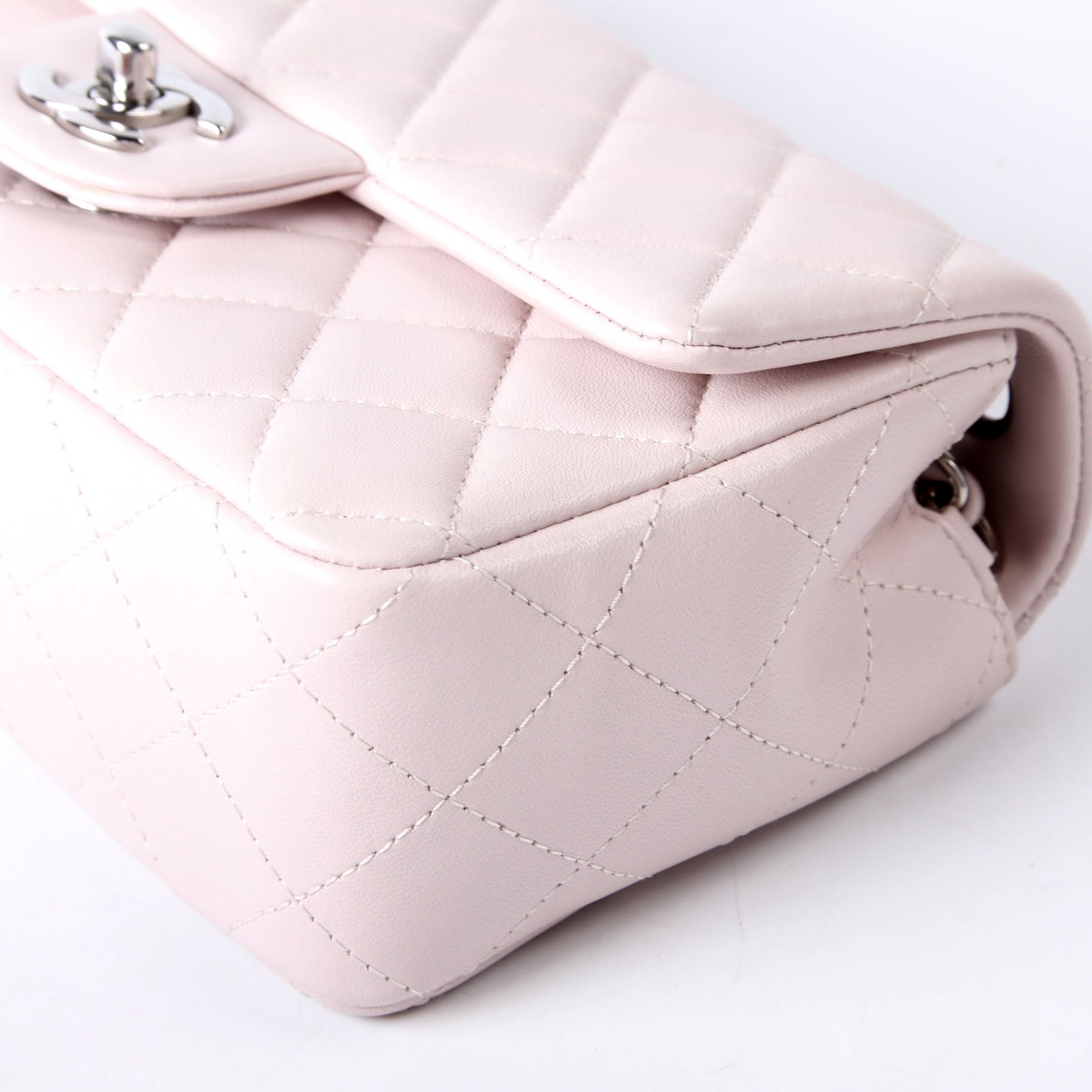 Classic Flap Mini Rectangle Lambskin RFID Pink
