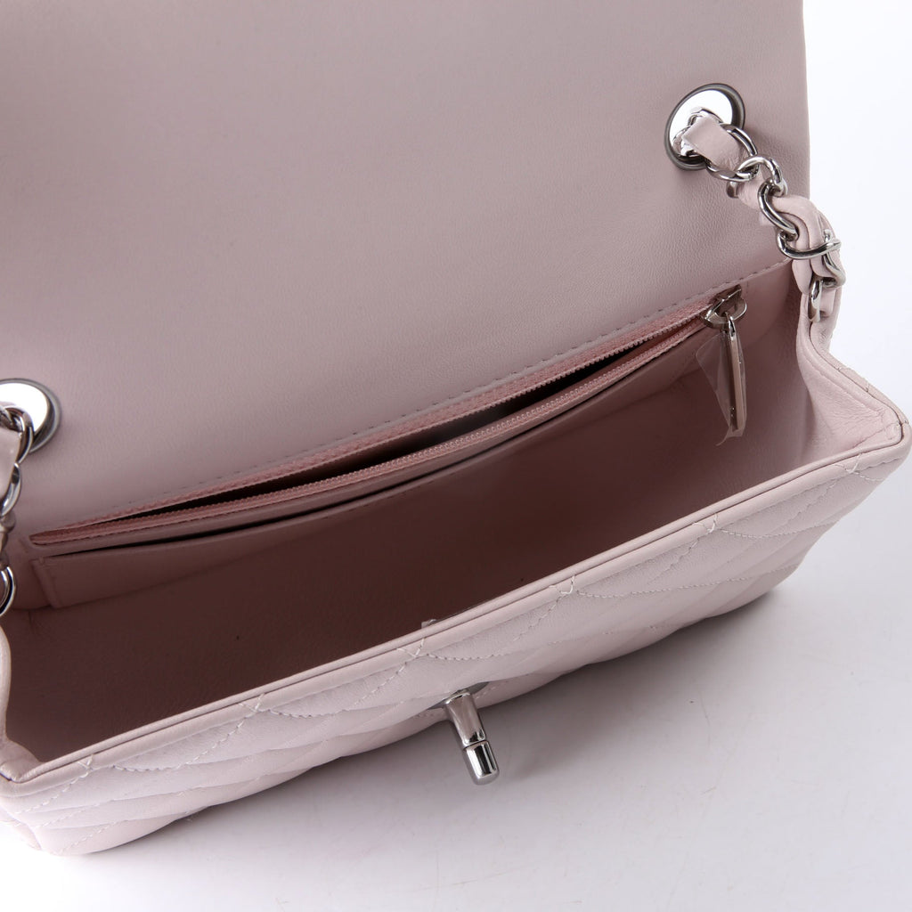 Classic Flap Mini Rectangle Lambskin RFID Pink
