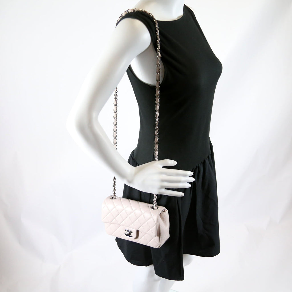 Classic Flap Mini Rectangle Lambskin RFID Pink