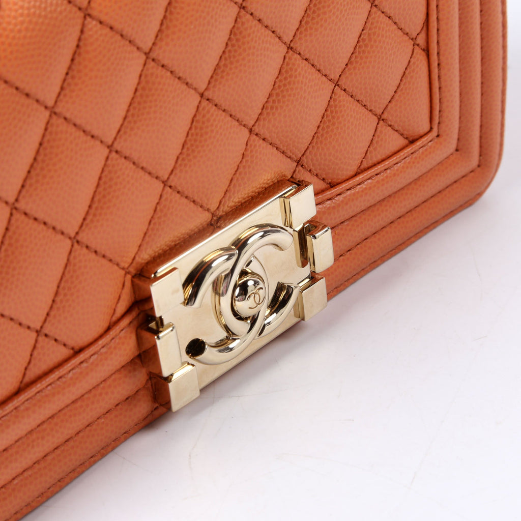 Boy Flap Small Caviar RFID Orange