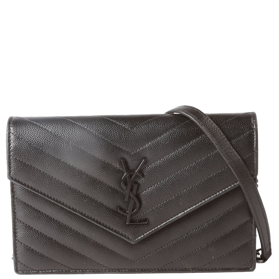 SAINT LAURENT Envelope Chain Wallet 393953 Black