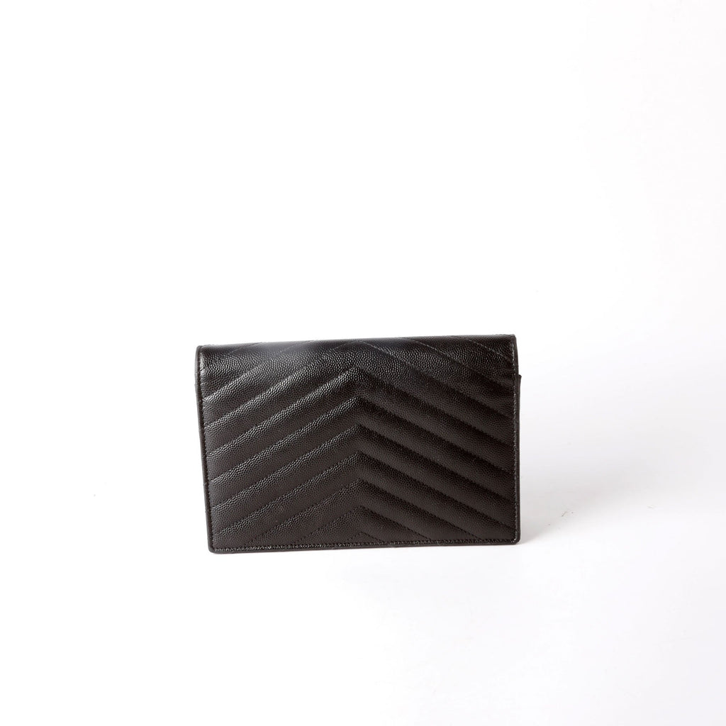 SAINT LAURENT Envelope Chain Wallet 393953 Black