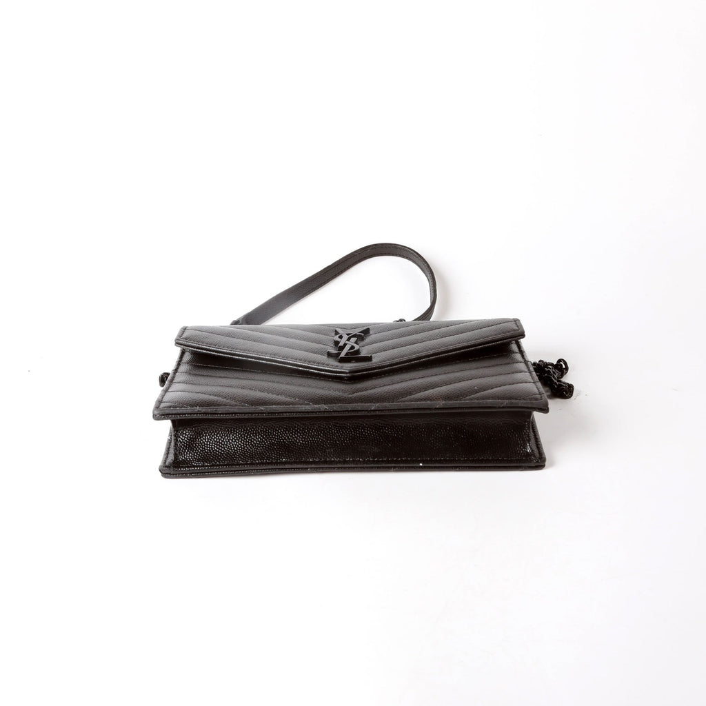 SAINT LAURENT Envelope Chain Wallet 393953 Black