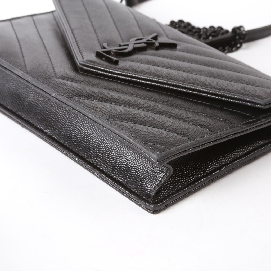 SAINT LAURENT Envelope Chain Wallet 393953 Black