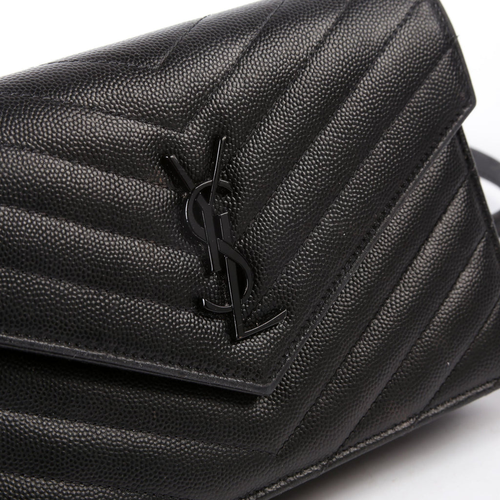SAINT LAURENT Envelope Chain Wallet 393953 Black