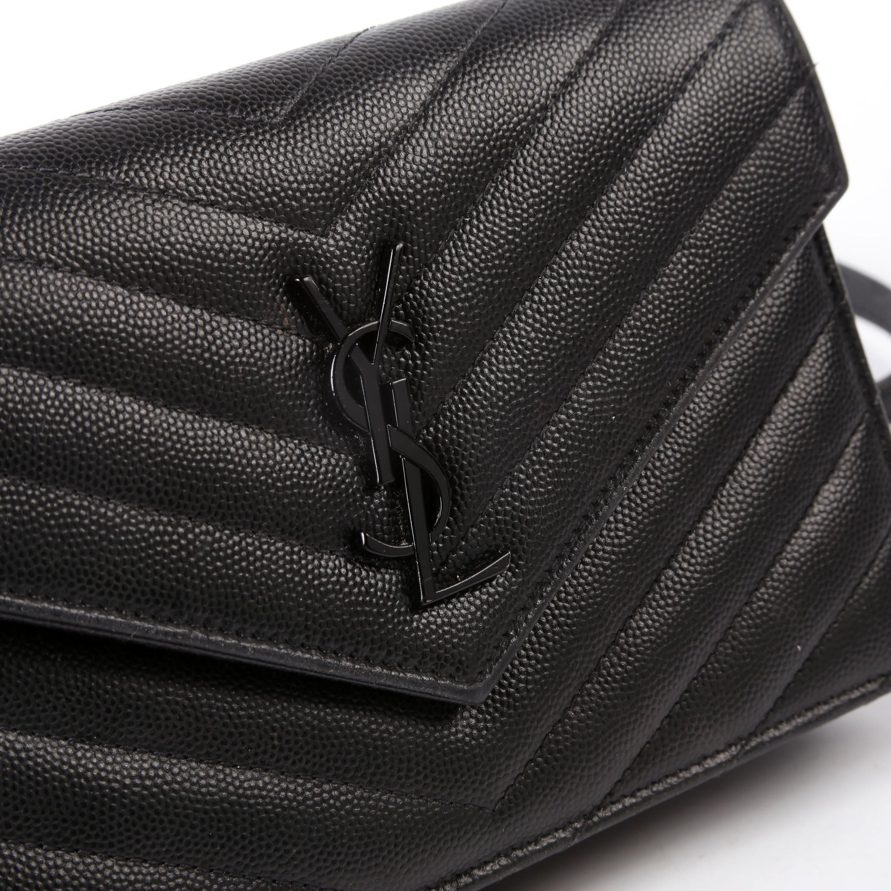 SAINT LAURENT Envelope Chain Wallet 393953 Black