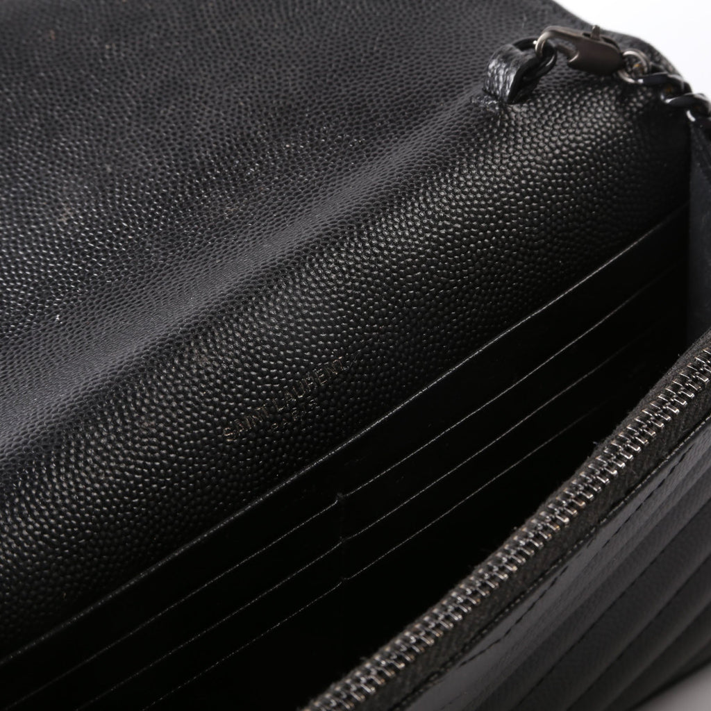 SAINT LAURENT Envelope Chain Wallet 393953 Black