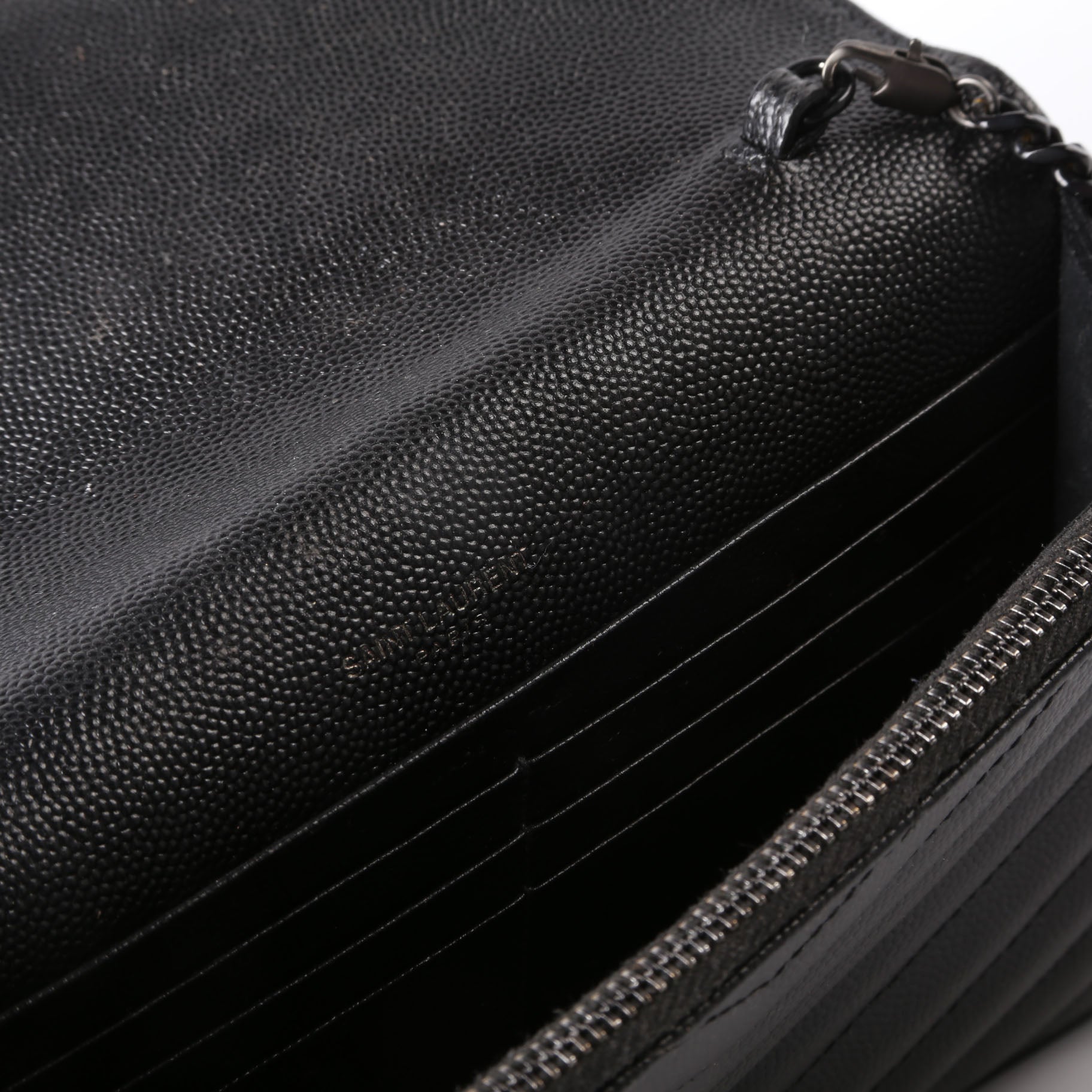 SAINT LAURENT Envelope Chain Wallet 393953 Black