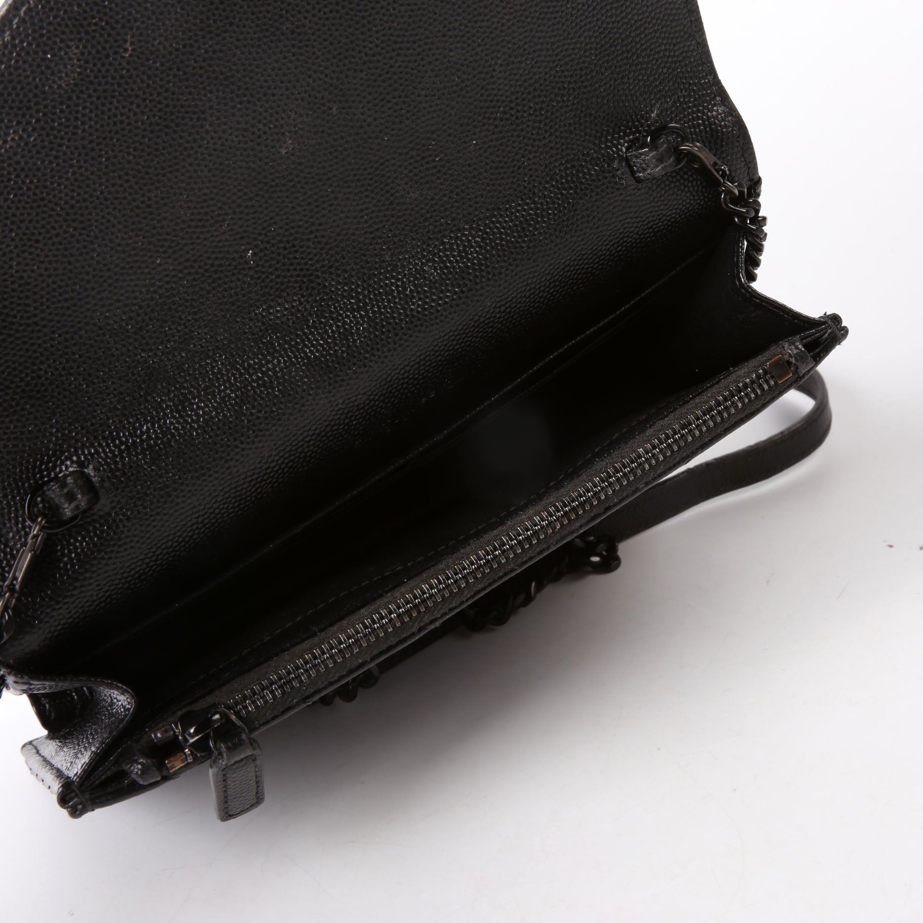 SAINT LAURENT Envelope Chain Wallet 393953 Black