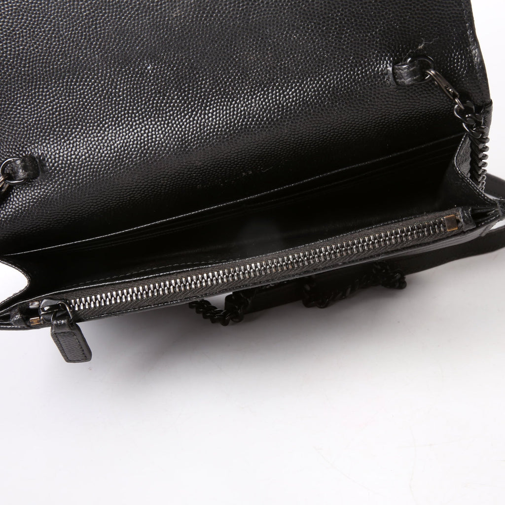 SAINT LAURENT Envelope Chain Wallet 393953 Black