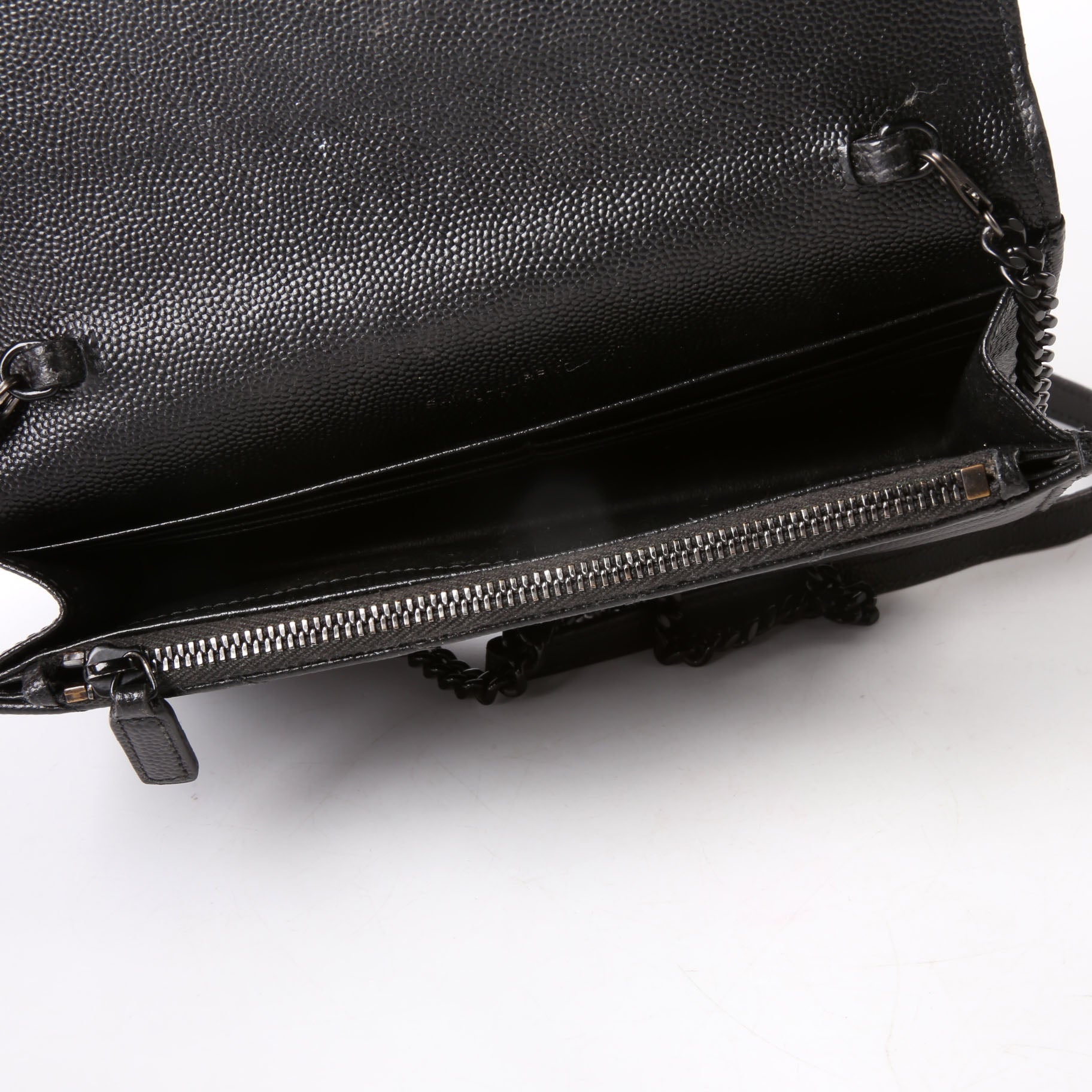 SAINT LAURENT Envelope Chain Wallet 393953 Black
