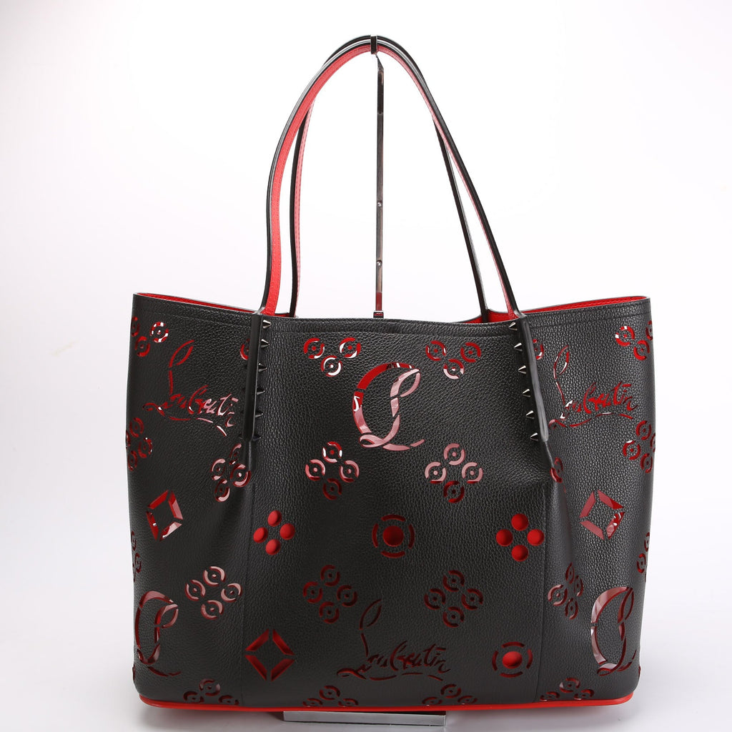 Cabarock Loubinthesky Perforated Leather Large Tote Black/Red