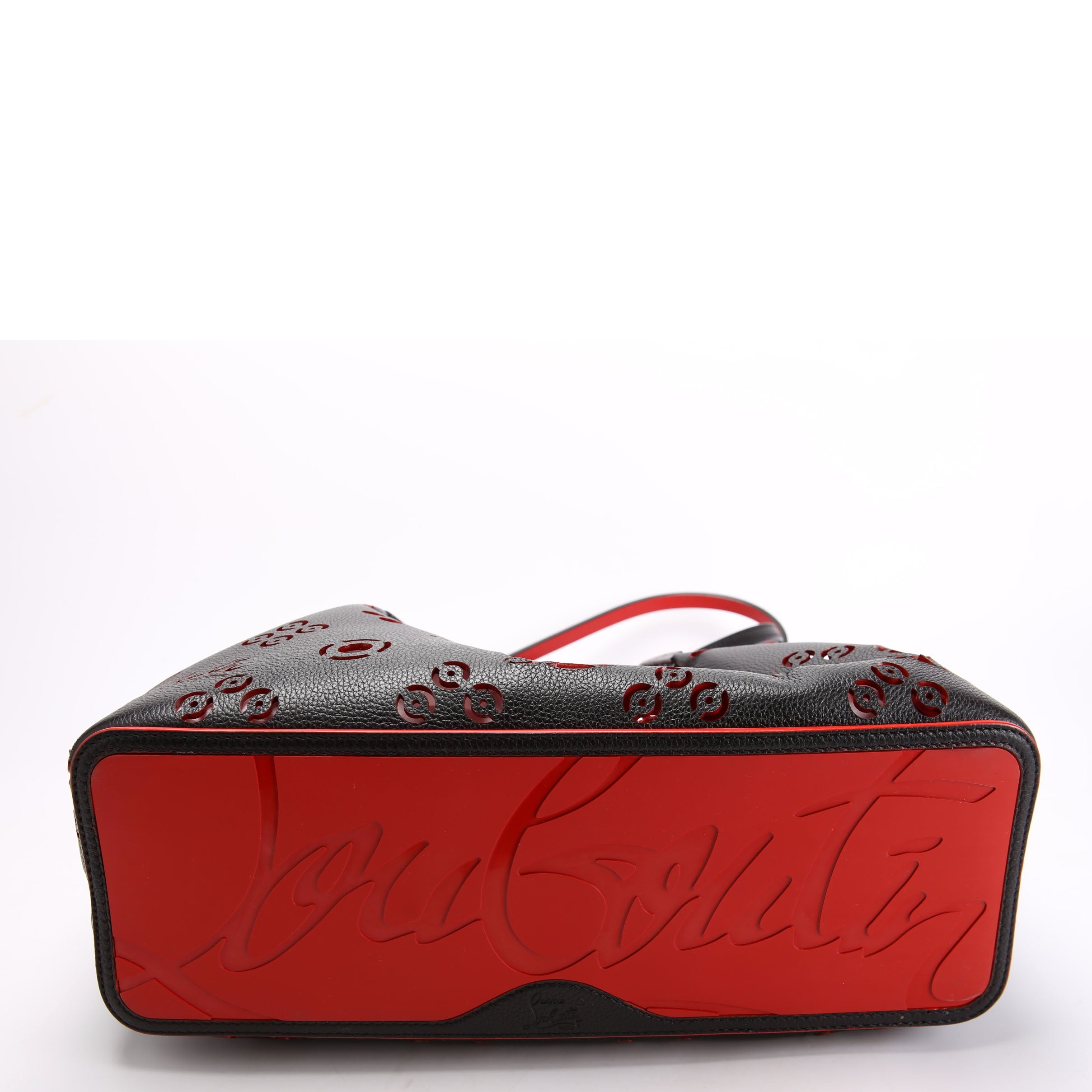 Cabarock Loubinthesky Perforated Leather Large Tote Black/Red