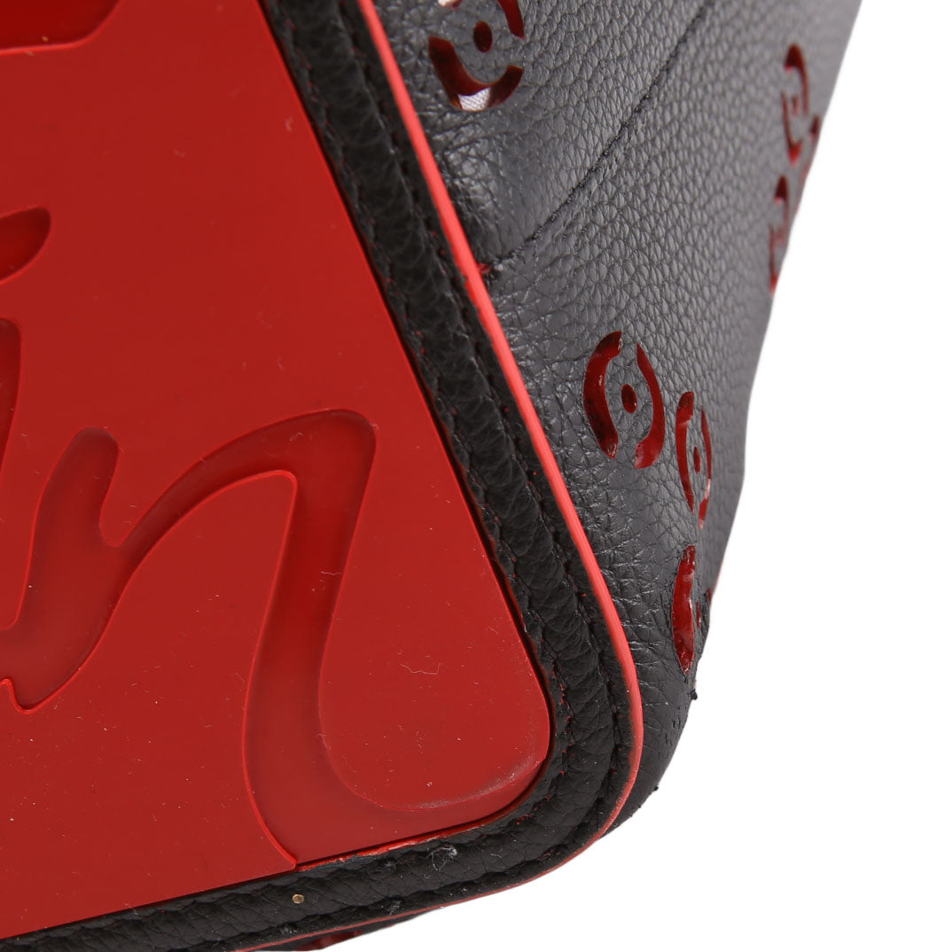 Cabarock Loubinthesky Perforated Leather Large Tote Black/Red