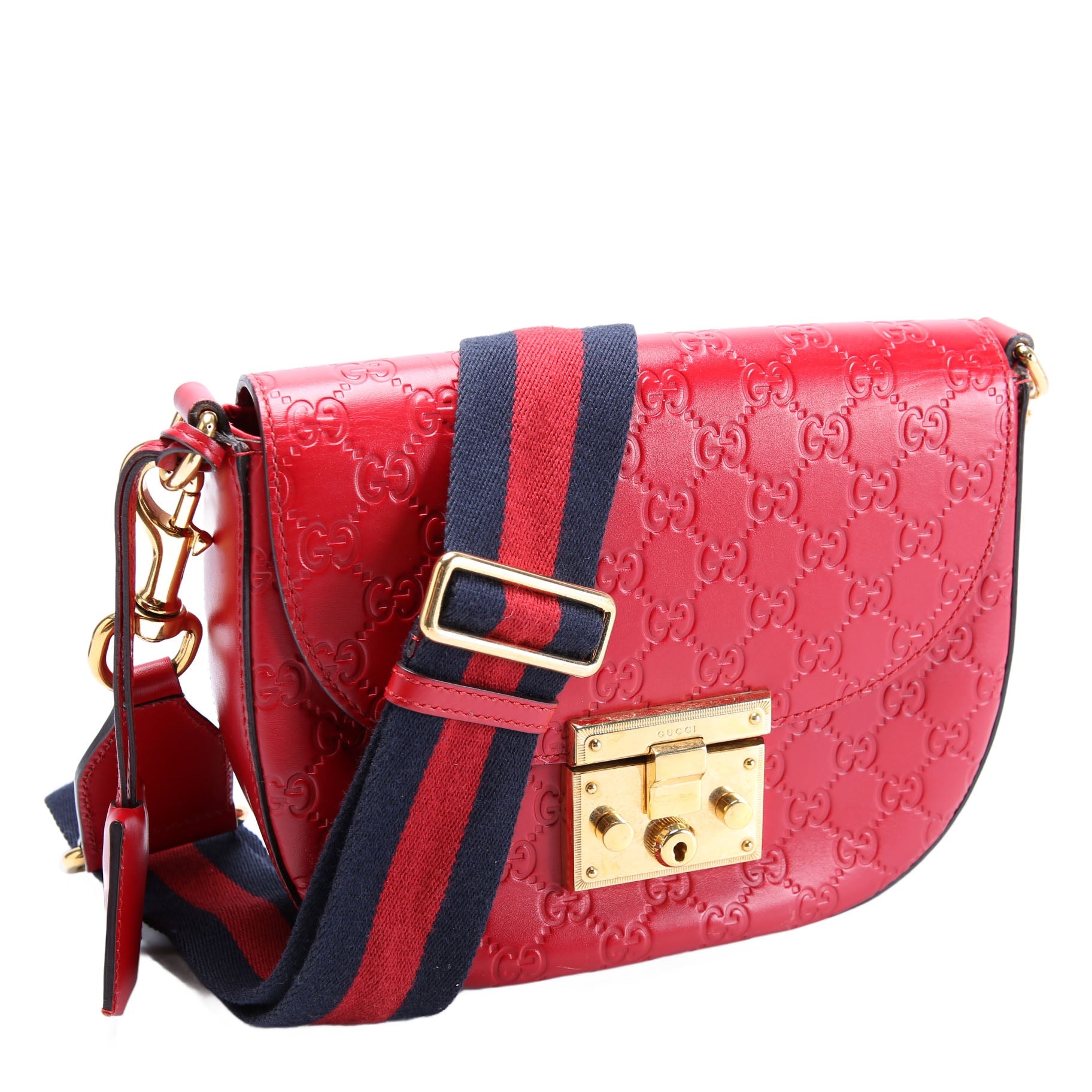 Gucci 453189 Padlock Guccissima Medium Messenger Red