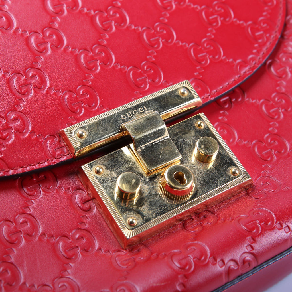 Gucci 453189 Padlock Guccissima Medium Messenger Red