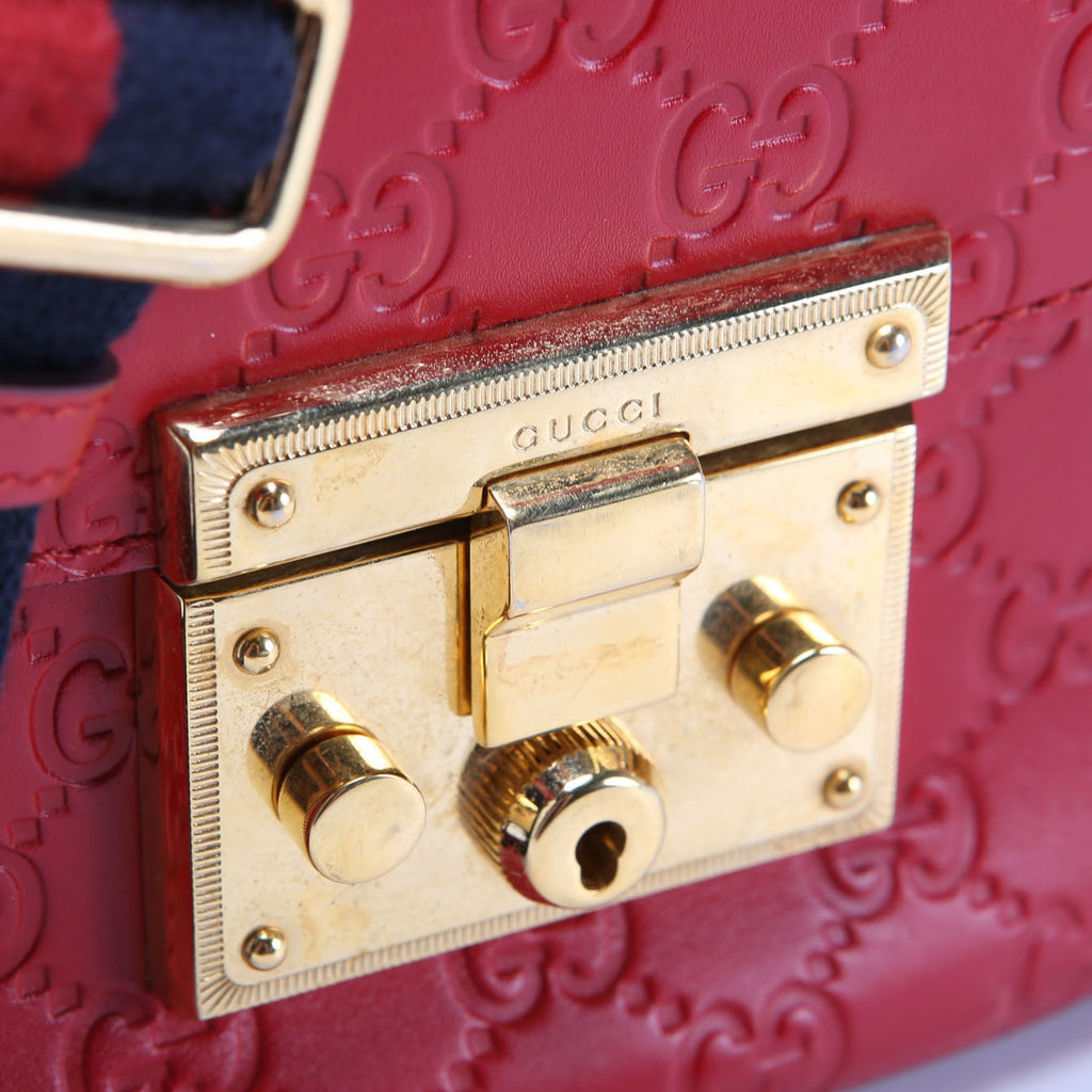 Gucci 453189 Padlock Guccissima Medium Messenger Red