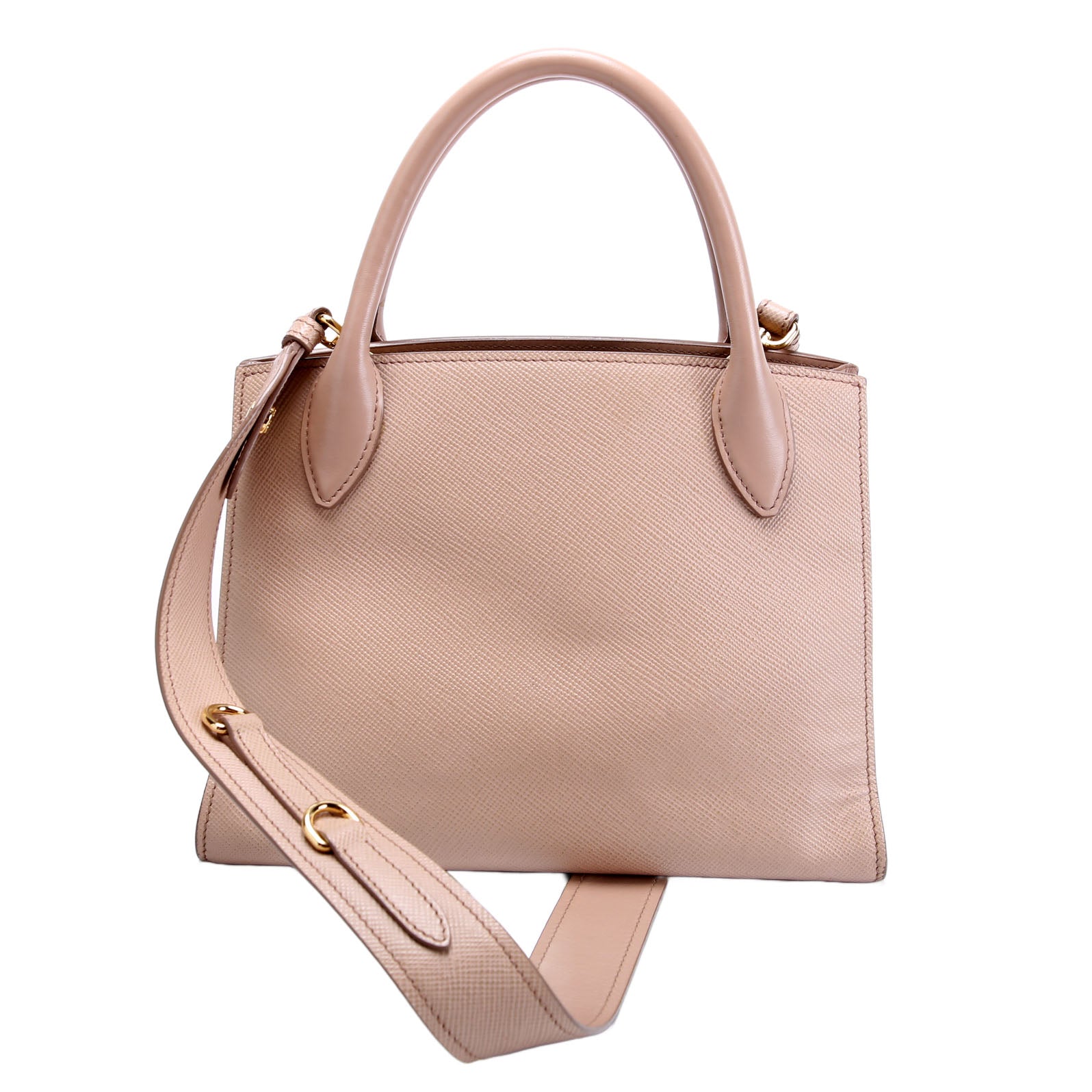 Prada Saffiano Cuir Monochrome Top Handle Tote Nude