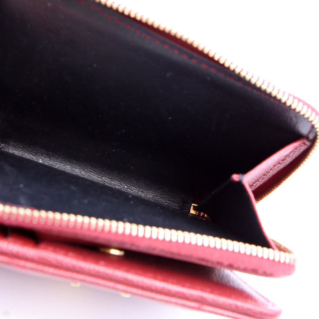 SAINT LAURENT 403723 Cassandre Grain De Poudre Compact Zip Around Wallet Burgundy