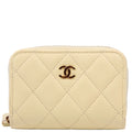 Zip Around Coin Card Case Caviar RFID Yellow