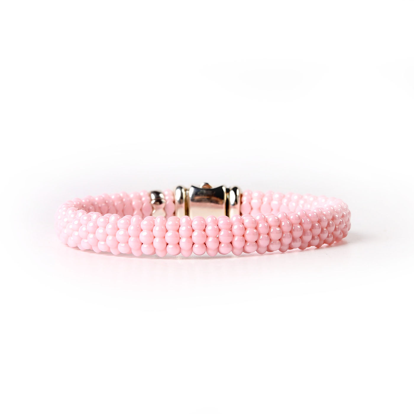 Pink Caviar Ceramic Beaded 9MM Bracelet 925 Pink