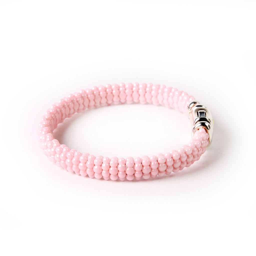 Pink Caviar Ceramic Beaded 9MM Bracelet 925 Pink