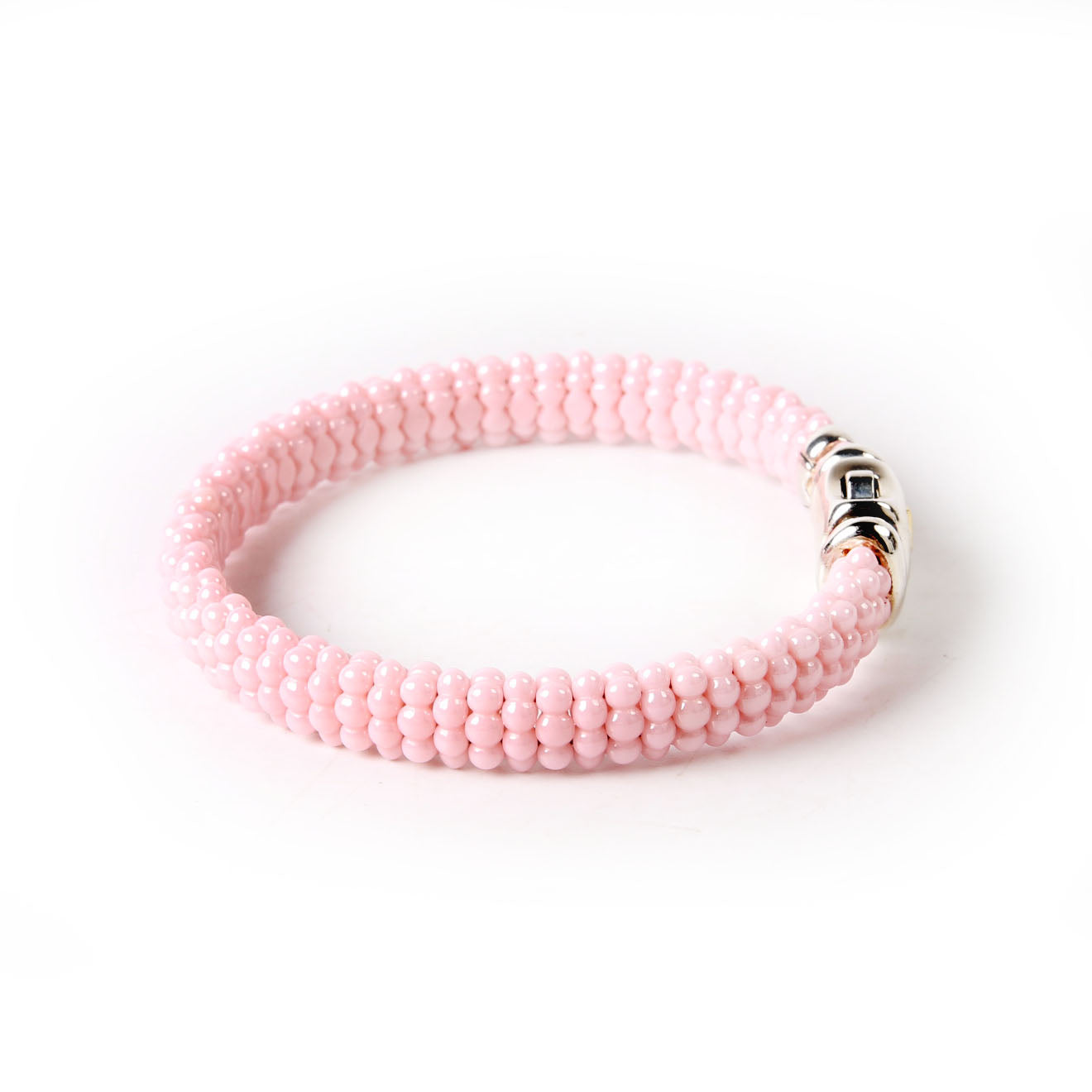 Pink Caviar Ceramic Beaded 9MM Bracelet 925 Pink